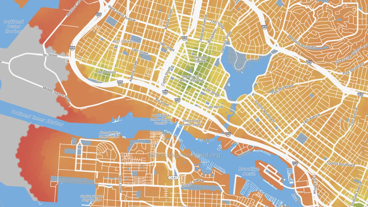 Transit Grade map of Old City-Produce and Waterfront, Oakland, CA