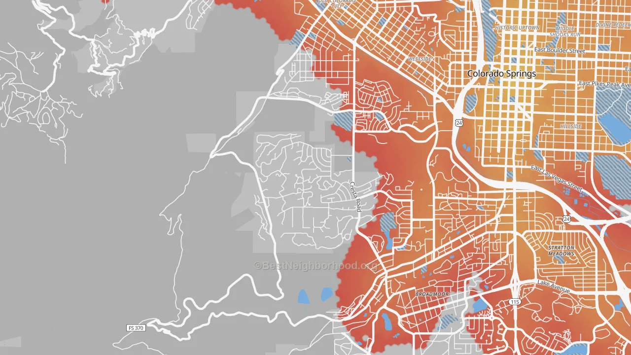 Transit Grade map of Old Colorado City, Colorado Springs, CO
