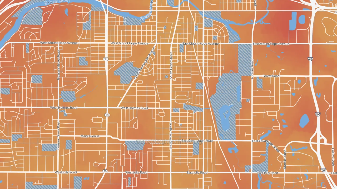 Transit Grade map of Old Everett, Lansing, MI