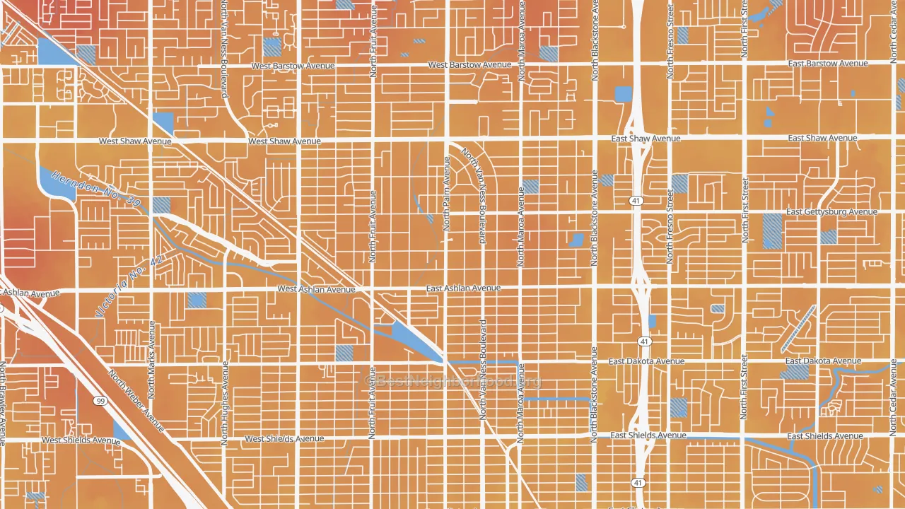 Transit Grade map of Old Fig Garden, CA