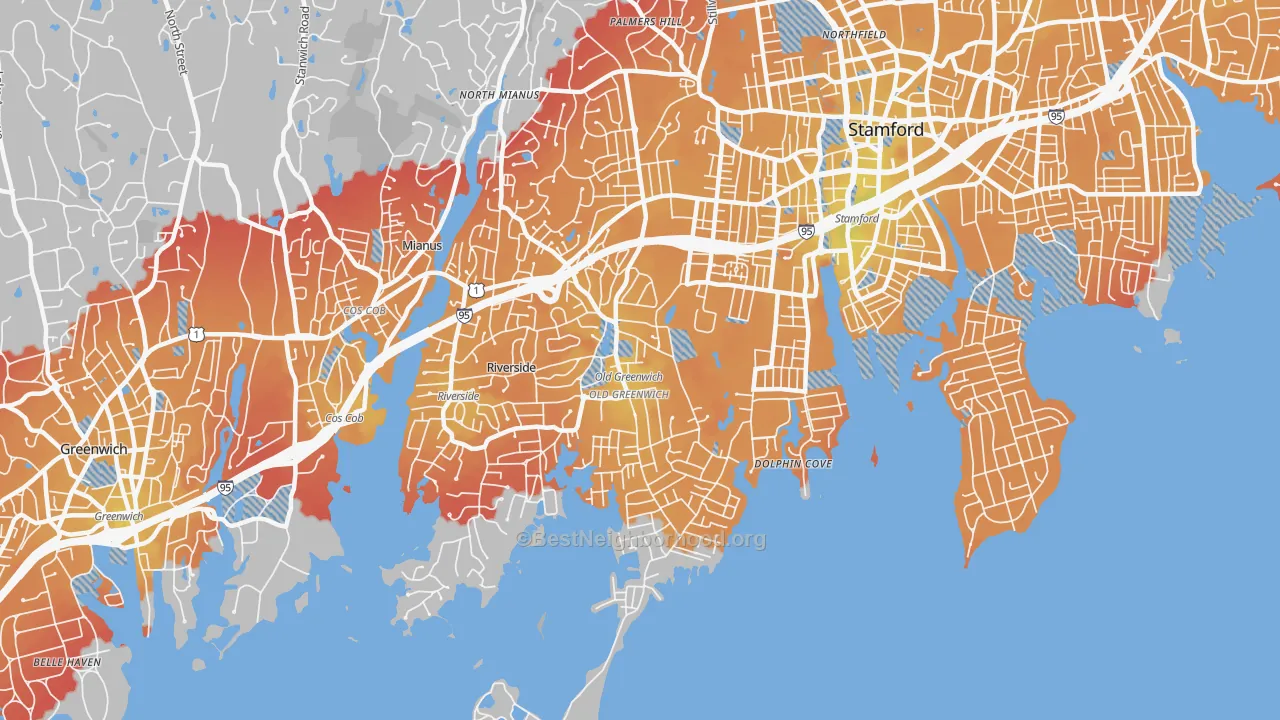 Transit Grade map of Old Greenwich, CT