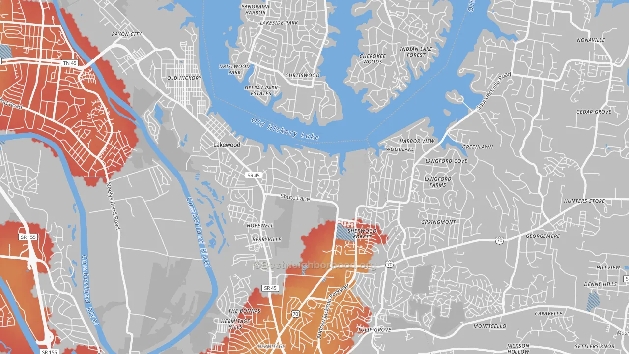 Transit Grade map of Old Hickory, TN