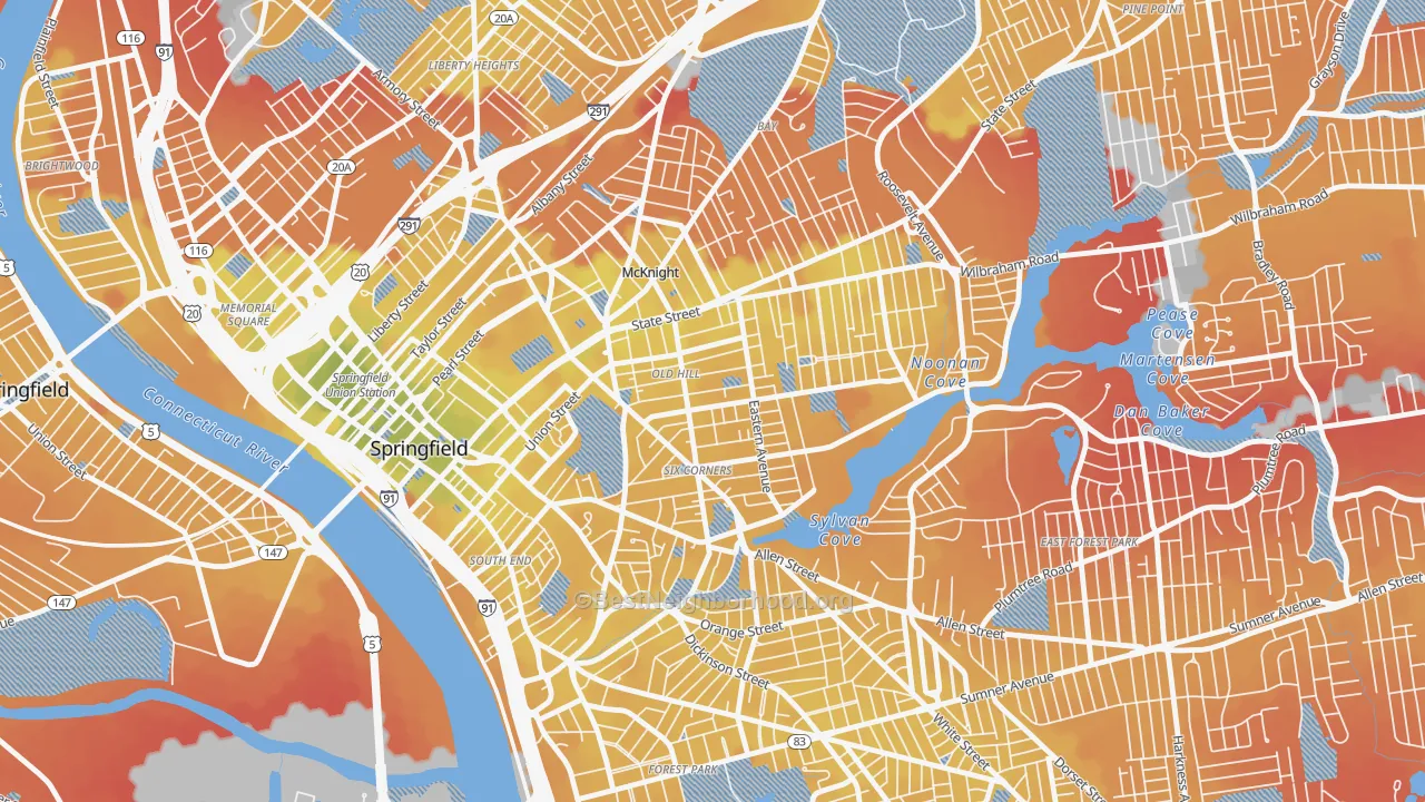 Transit Grade map of Old Hill, Springfield, MA