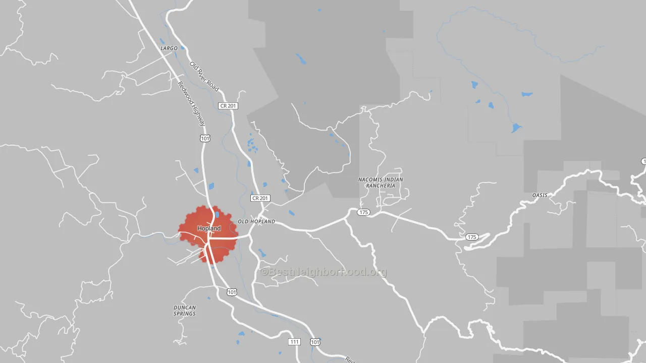 Transit Grade map of Old Hopland, CA