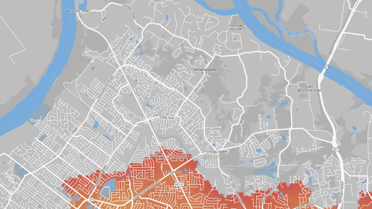Transit Grade map of Old Jamestown, MO