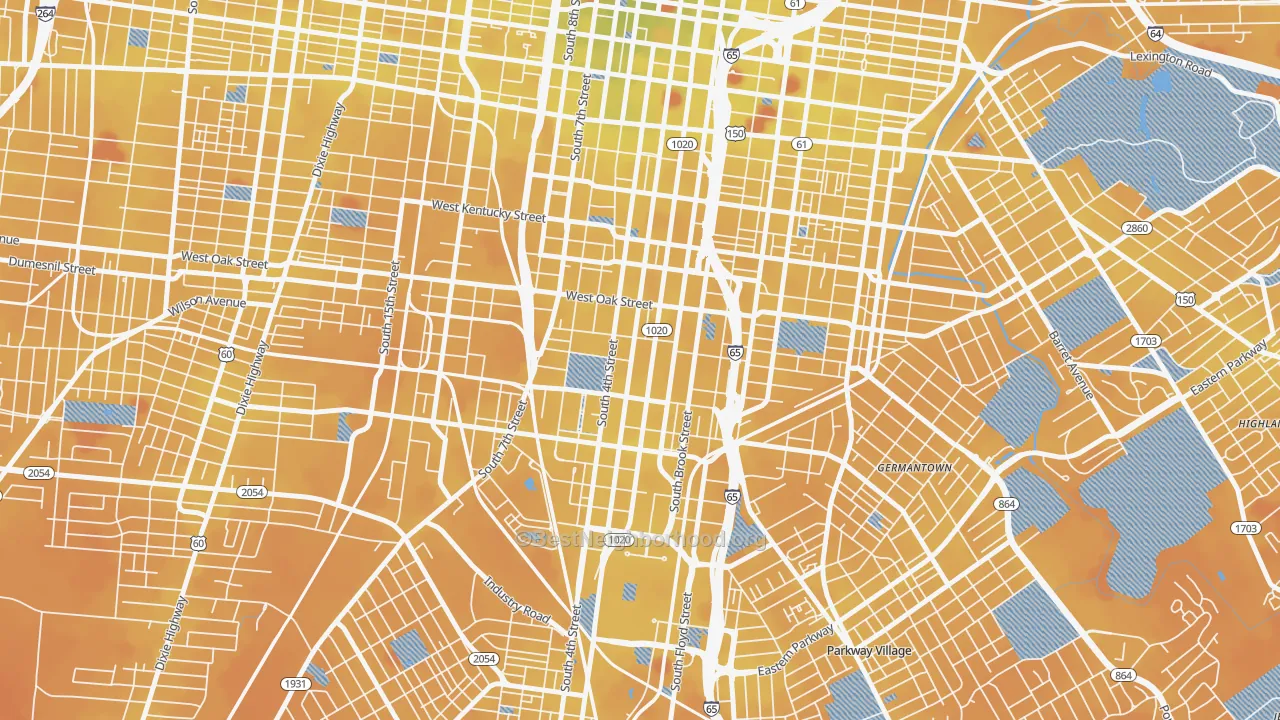 Transit Grade map of Old Louisville, Louisville, KY