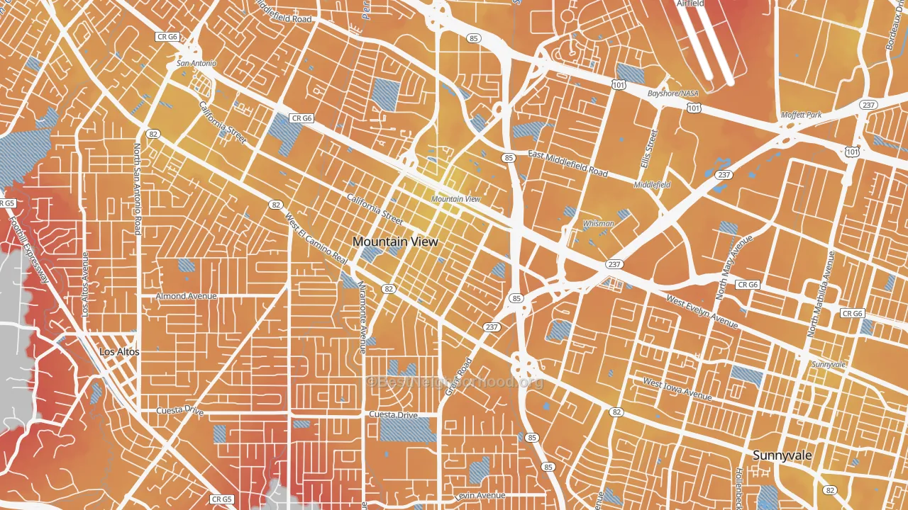 Transit Grade map of Old Mountain View, Mountain View, CA
