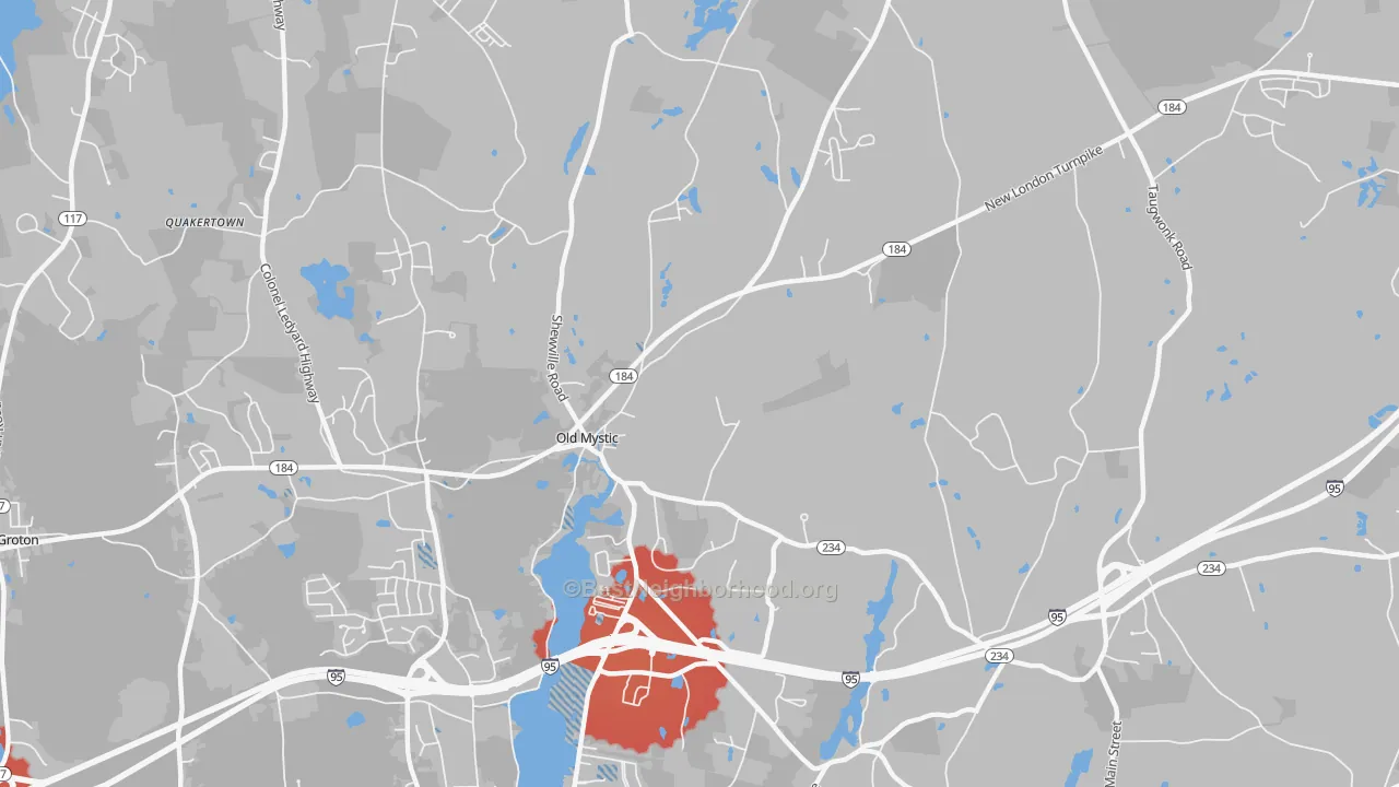Transit Grade map of Old Mystic, CT