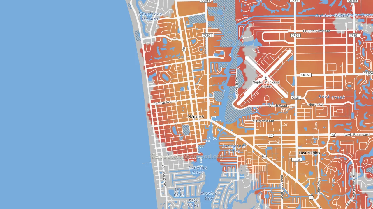 Transit Grade map of Old Naples, Naples, FL