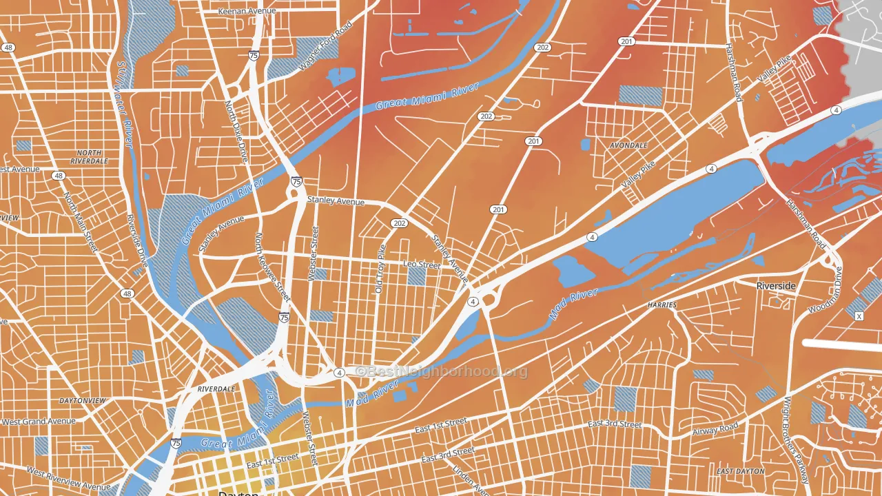 Transit Grade map of Old North Dayton, Dayton, OH