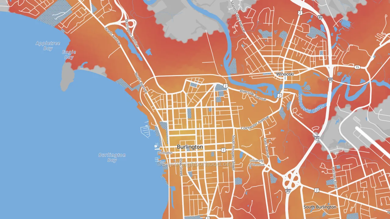 Transit Grade map of Old North End, Burlington, VT
