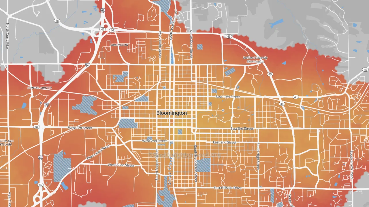 Transit Grade map of Old Northeast, Bloomington, IN