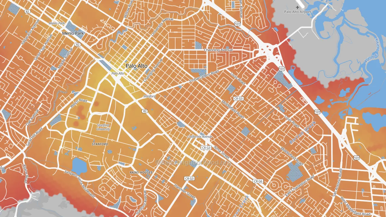 Transit Grade map of Old Palo Alto, Palo Alto, CA