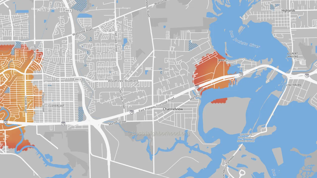 Transit Grade map of Old River Terrace, Channelview, TX