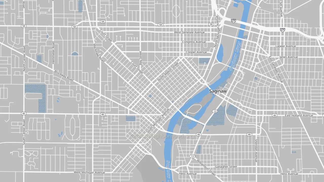 Transit Grade map of Old Saginaw City, Saginaw, MI
