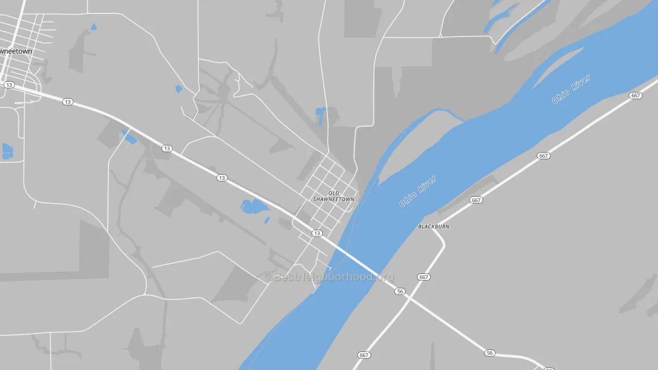 Transit Grade map of Old Shawneetown, IL
