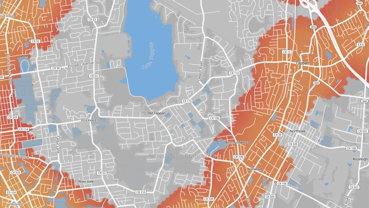 Transit Grade map of Old Tappan, NJ