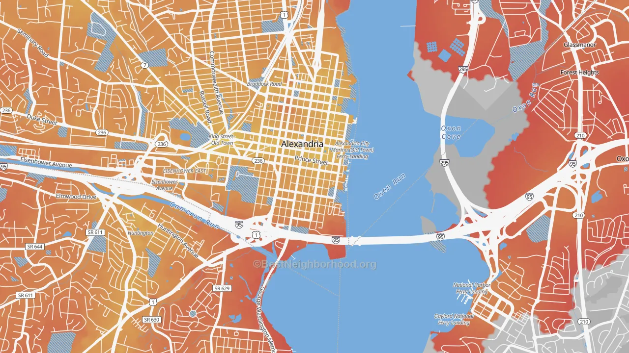 Transit Grade map of Old Town, Alexandria, VA