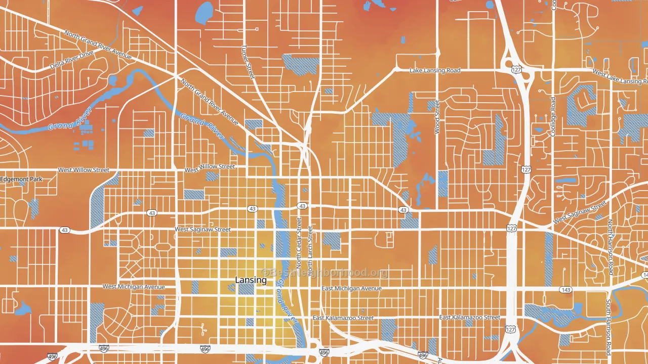 Transit Grade map of Old Town, Lansing, MI