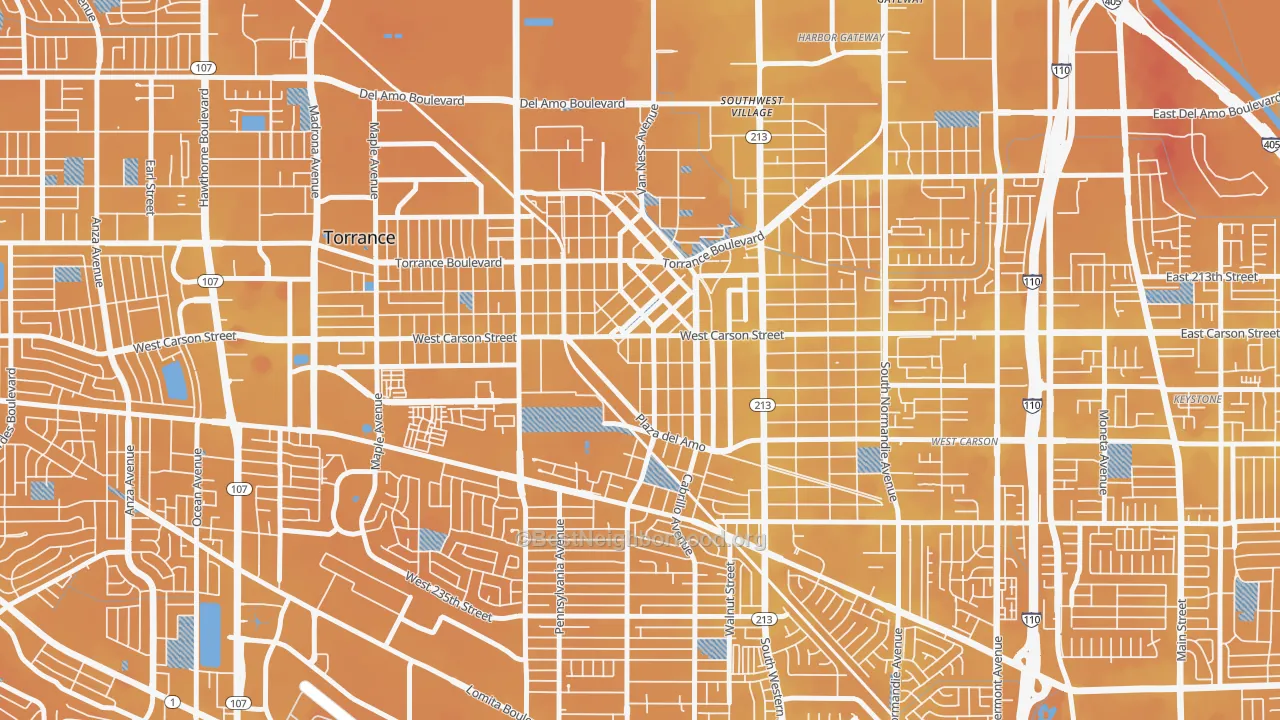 Transit Grade map of Old Town, Torrance, CA