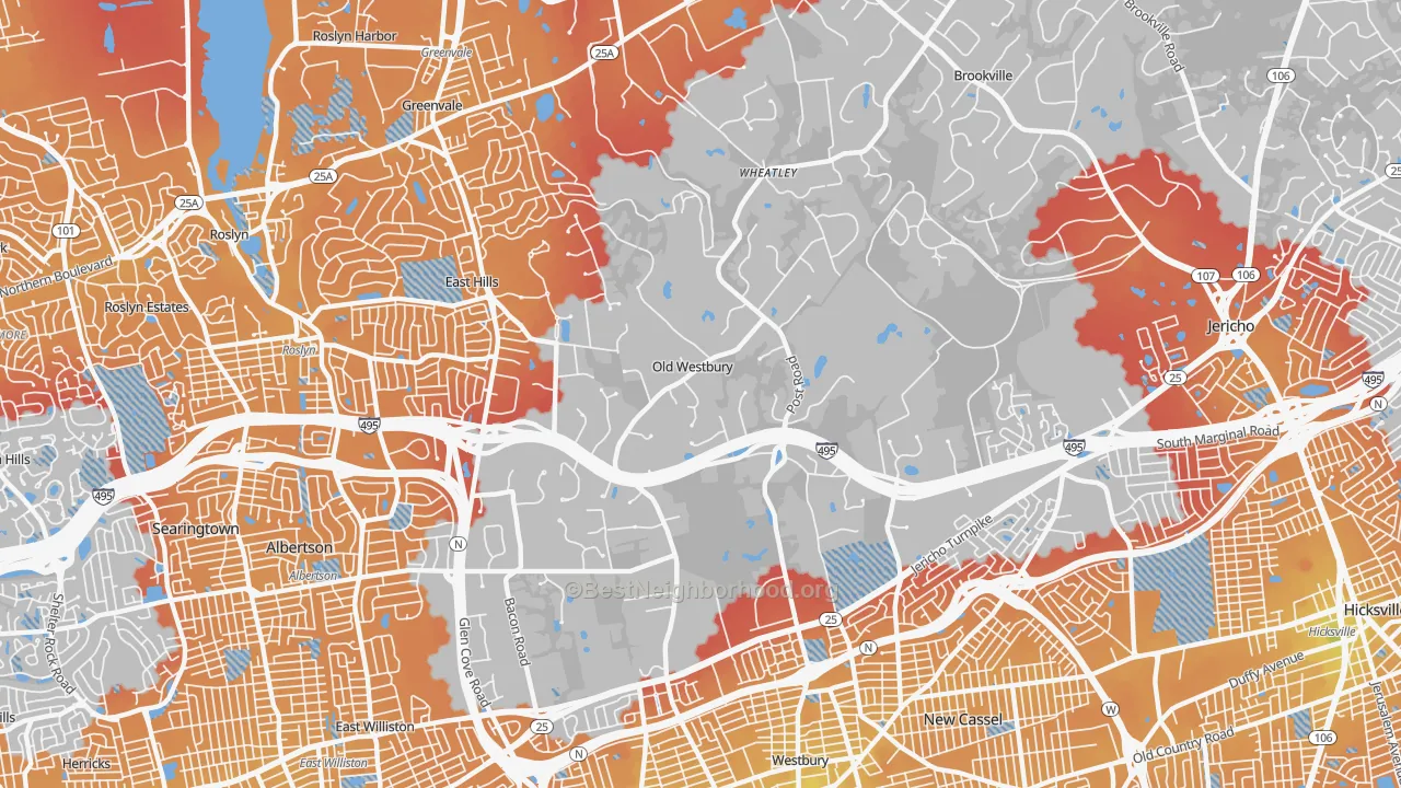 Transit Grade map of Old Westbury, NY