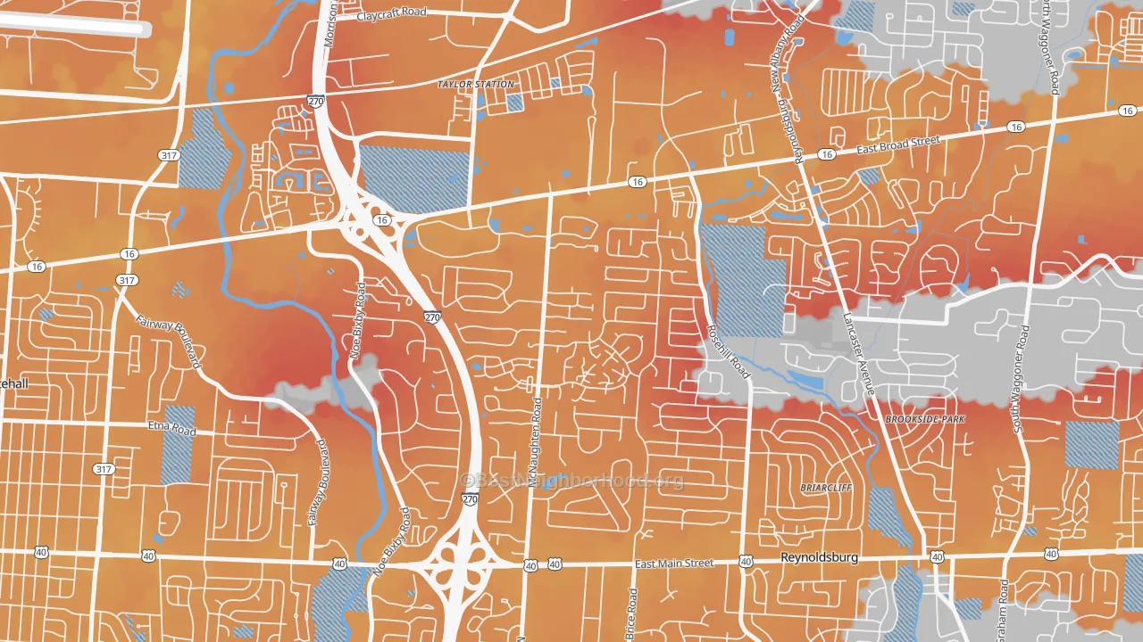 Transit Grade map of Olde Orchard, Columbus, OH