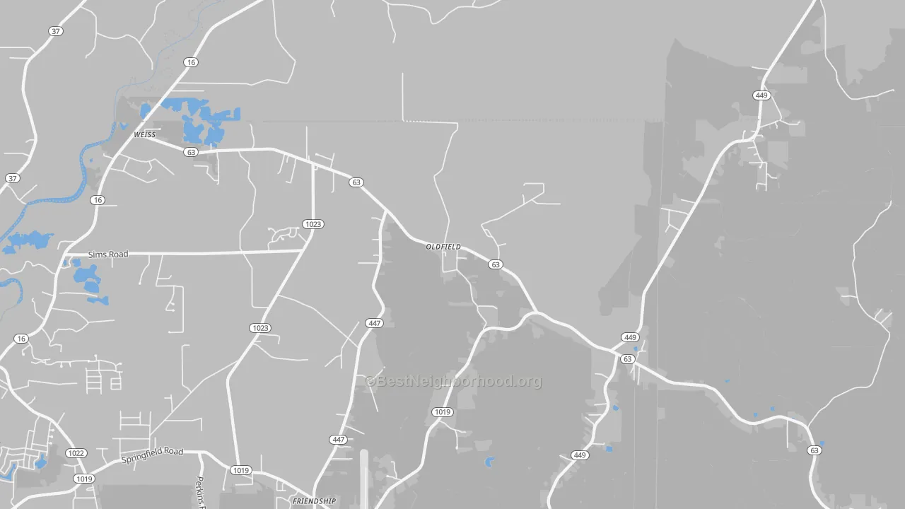 Transit Grade map of Oldfield, LA