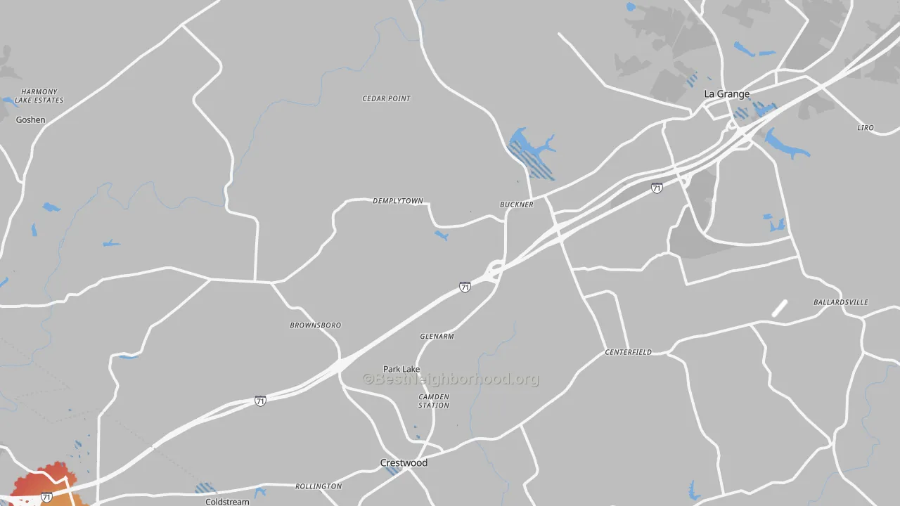 Transit Grade map of Oldham County, KY