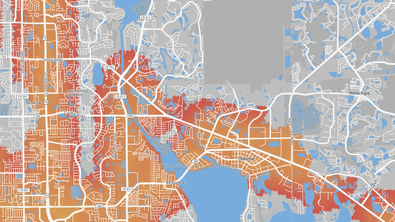 Transit Grade map of Oldsmar, FL