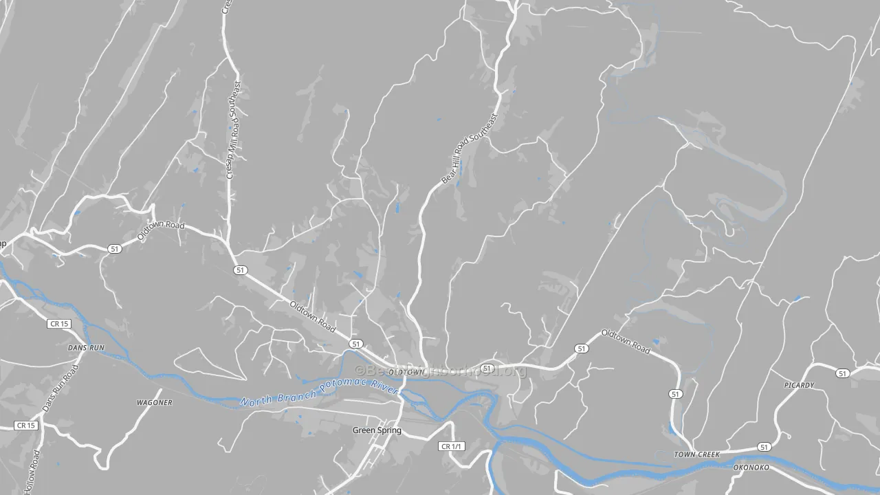 Transit Grade map of Oldtown, MD