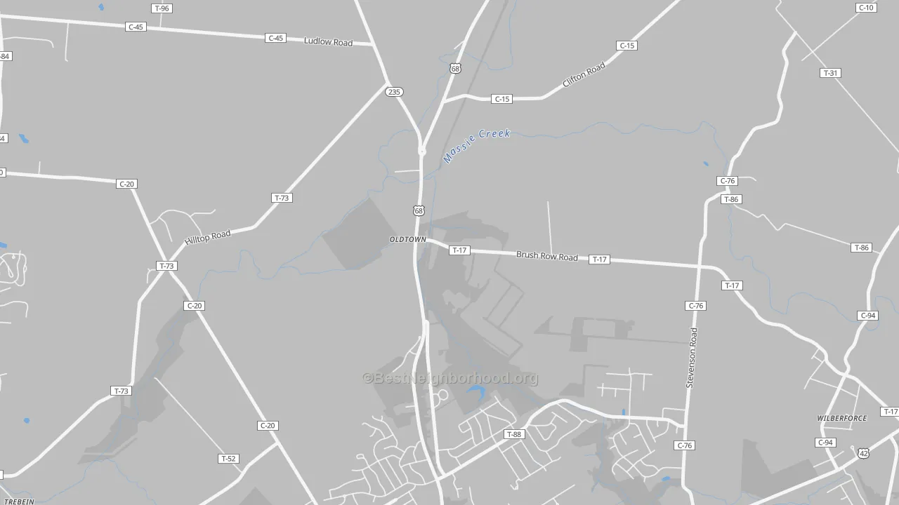 Transit Grade map of Oldtown, OH