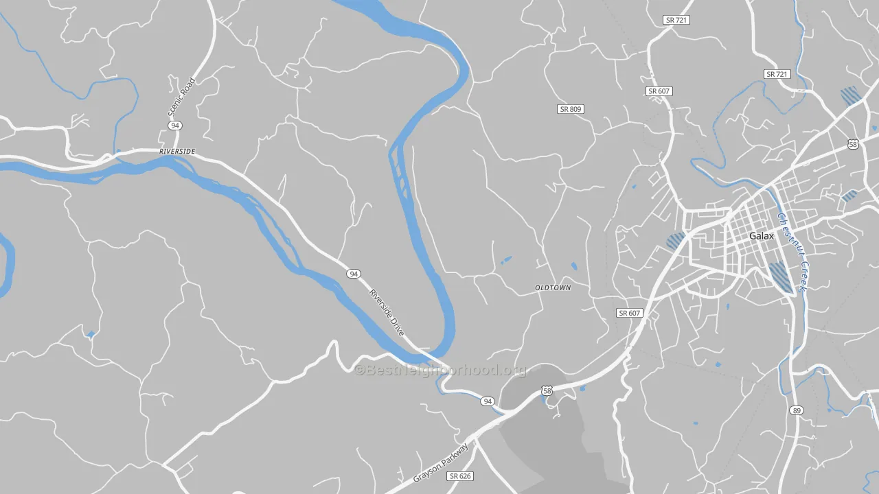 Transit Grade map of Oldtown, VA