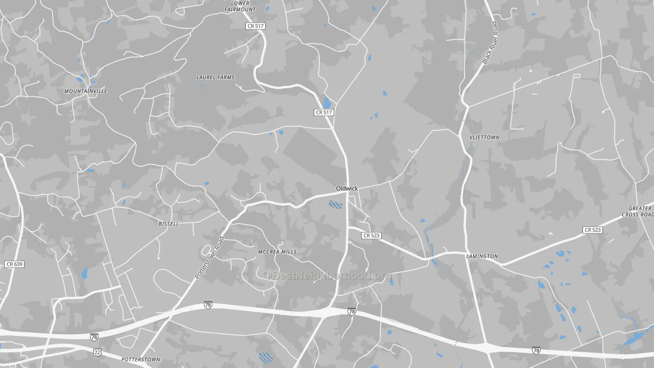Transit Grade map of Oldwick, NJ