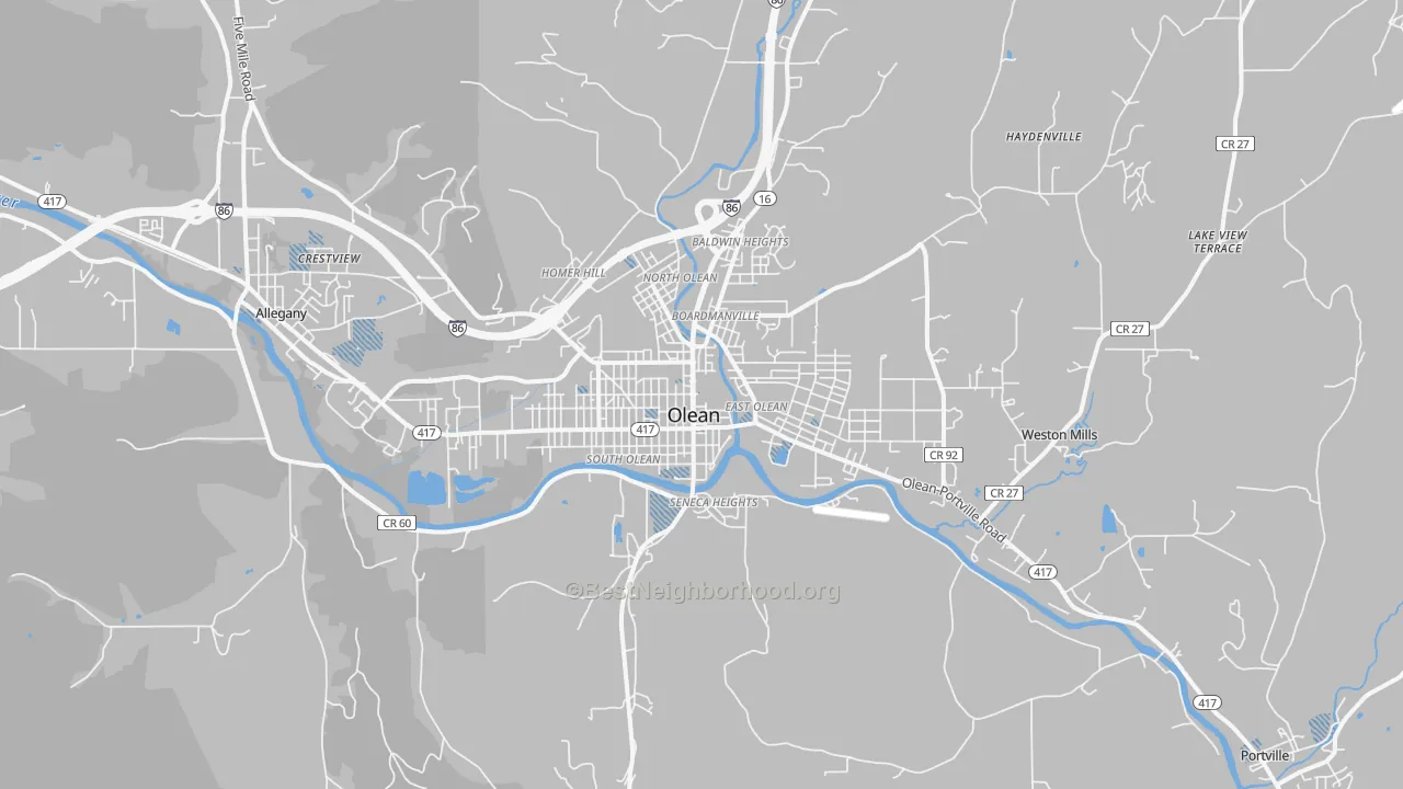 Transit Grade map of Olean, NY