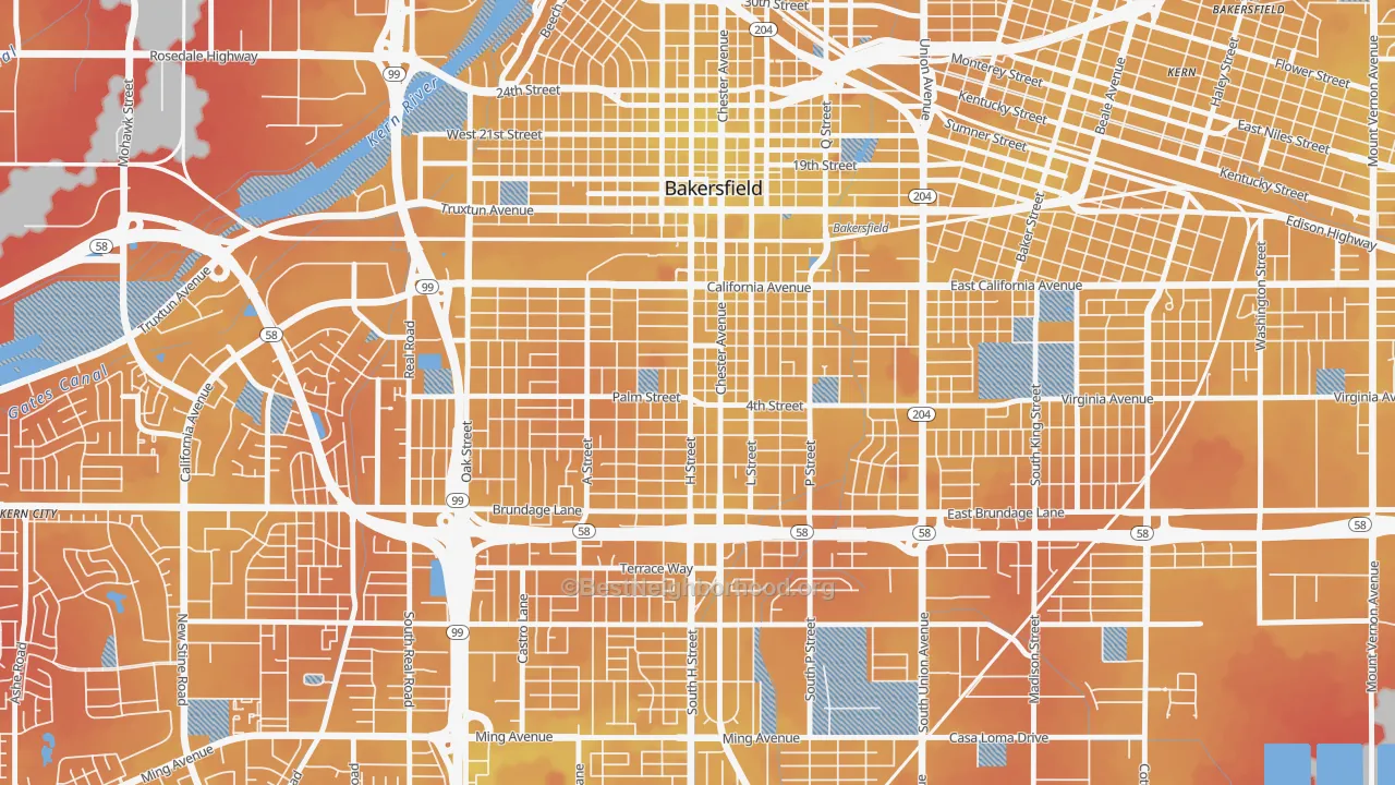Transit Grade map of Oleander Sunset, Bakersfield, CA