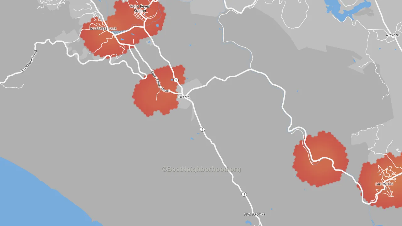 Transit Grade map of Olema, CA