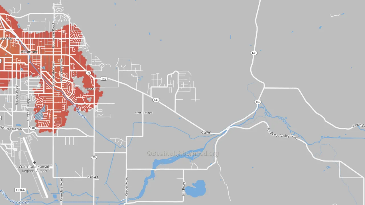 Transit Grade map of Olene, OR