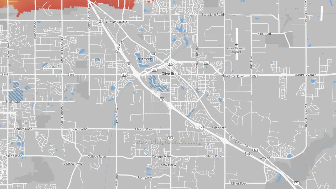 Transit Grade map of Olive Branch, MS