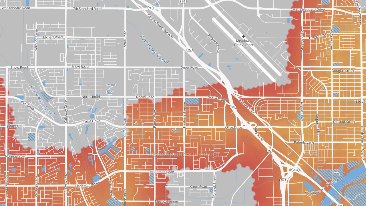 Transit Grade map of Olive Drive Area, Bakersfield, CA