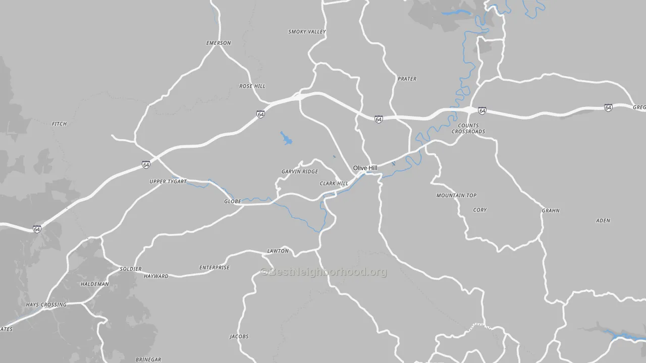 Transit Grade map of Olive Hill, KY