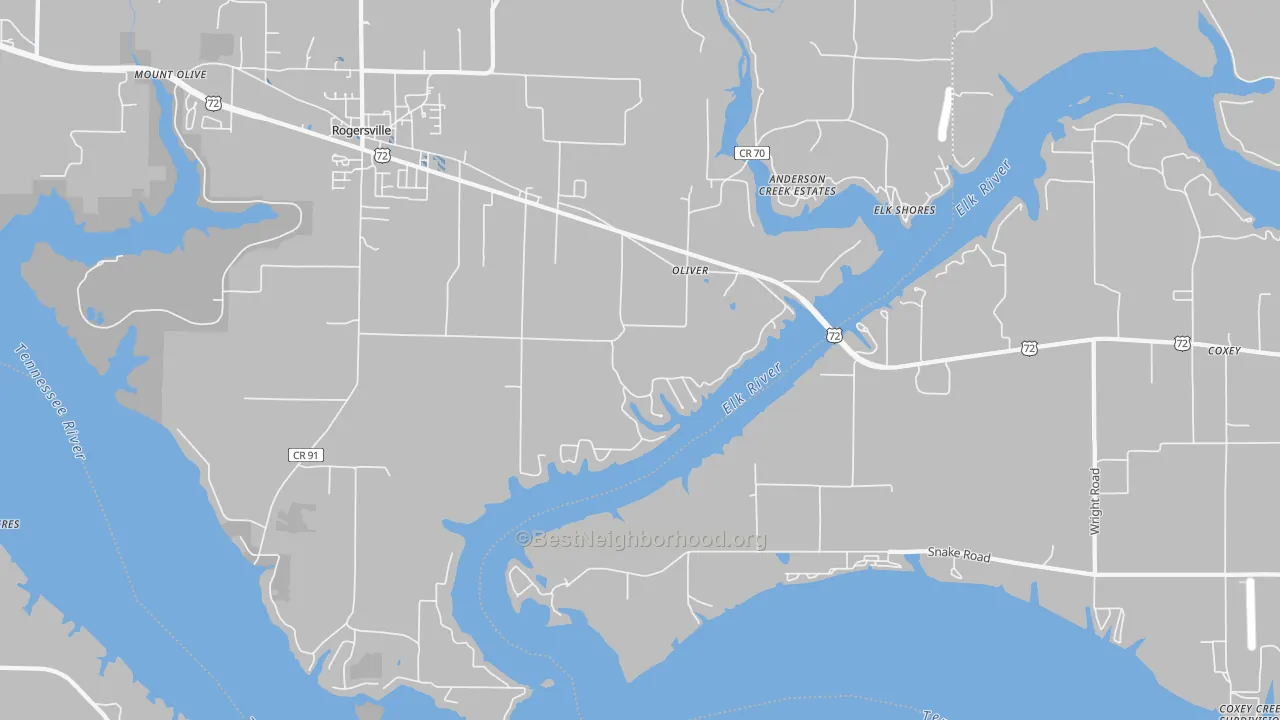 Transit Grade map of Oliver, AL