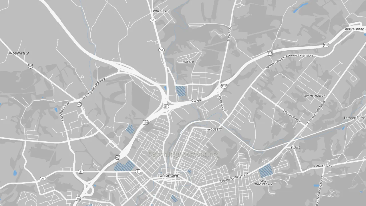 Transit Grade map of Oliver, PA