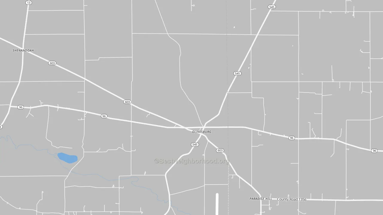 Transit Grade map of Olivesburg, OH