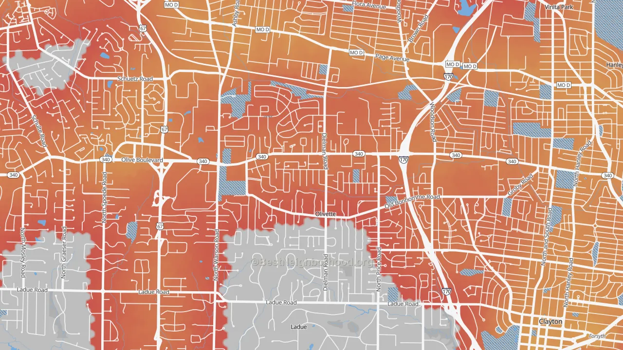 Transit Grade map of Olivette, MO
