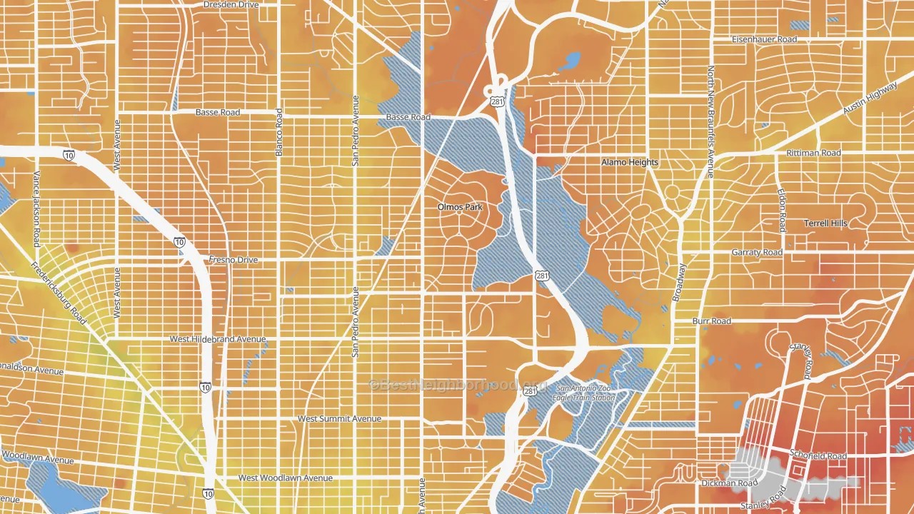 Transit Grade map of Olmos Park, TX