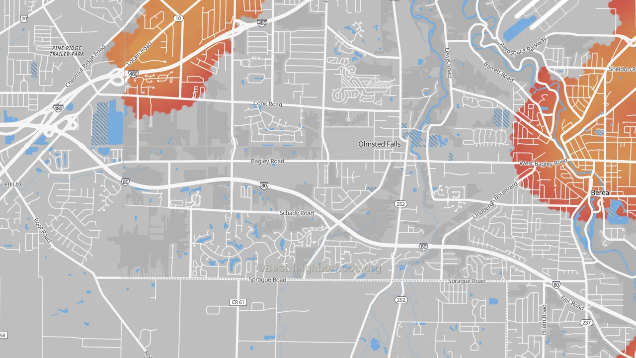 Transit Grade map of Olmsted Falls, OH