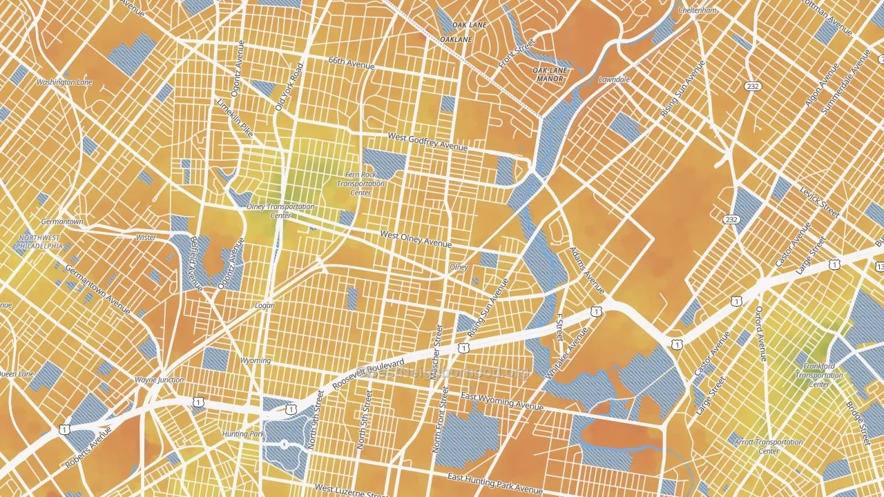 Transit Grade map of Olney, Philadelphia, PA