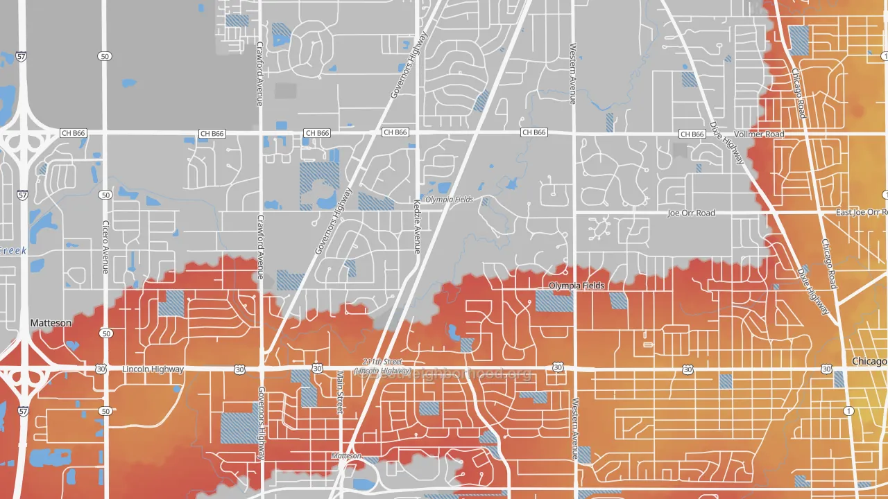 Transit Grade map of Olympia Fields, IL