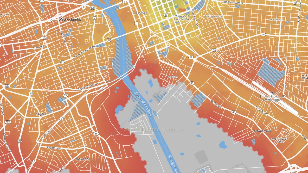 Transit Grade map of Olympia, SC