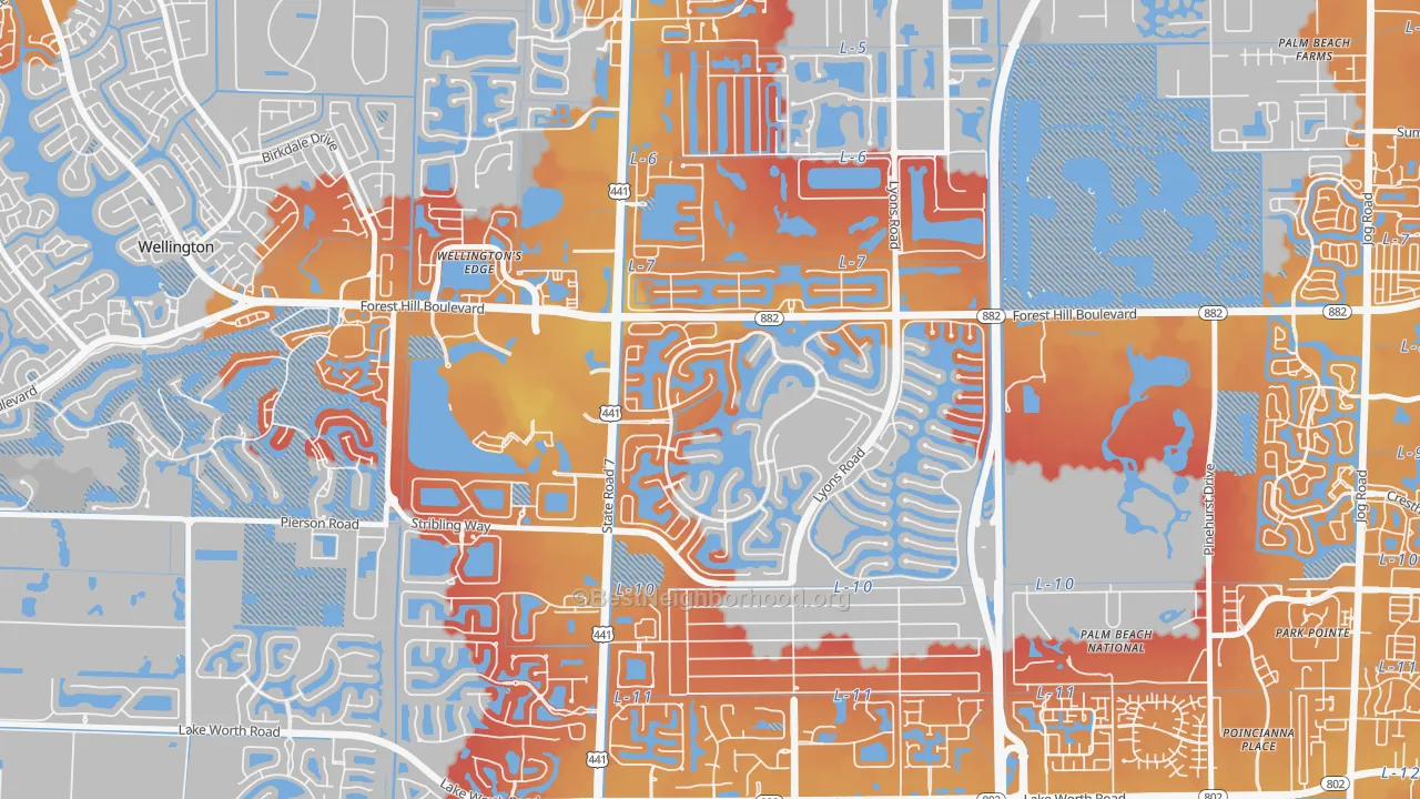 Transit Grade map of Olympia, Wellington, FL